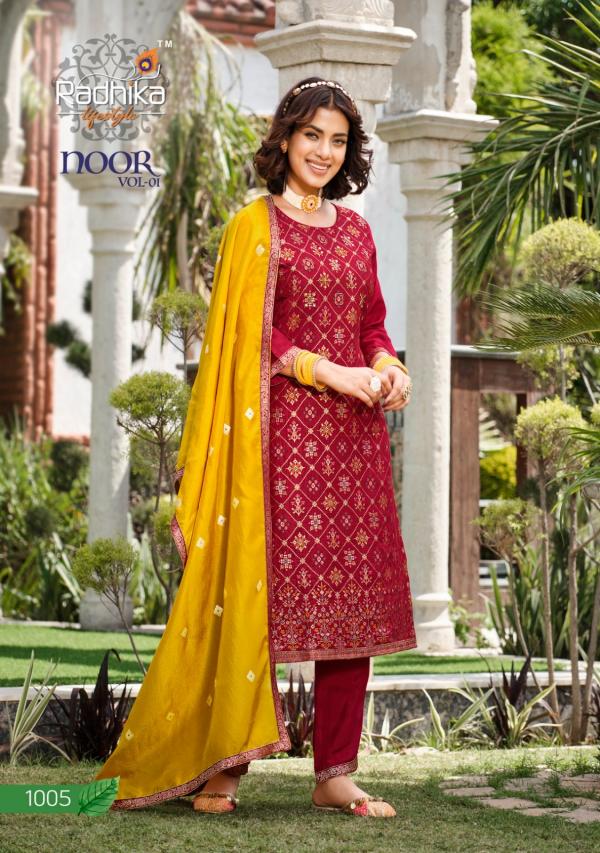 Radhika Noor Vol 1 Party Designer Kurti With Bottom Dupatta Collection